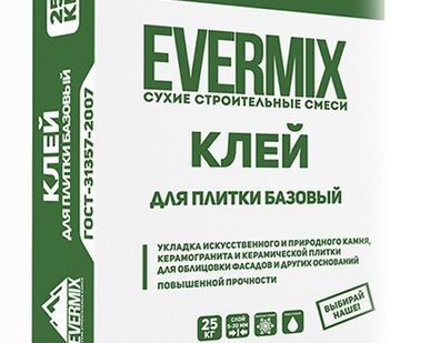 фото Клей для плитки базовый "EVERMIX" 25кг EVERMIX