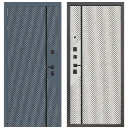 Фото №0 Дверь входная Модерн (Ferroni) МДФ/МДФ, Черный муар, Графит/Ясень серый эмаль 2050х860мм, ЛЕВАЯ