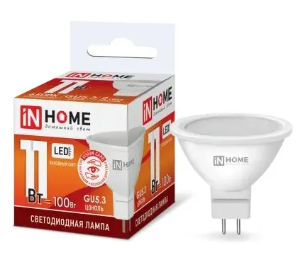 Фото №0 Лампа сд LED-JCDR-VC 11Вт 230В GU5.3 6500К 990Лм IN HOME
