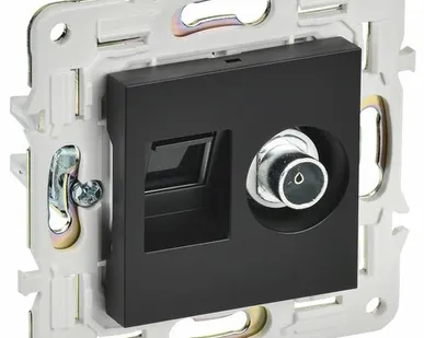 фото SKANDY Розетка двойная TV+RJ45 кат.5E SK-A14Bl черный IEK