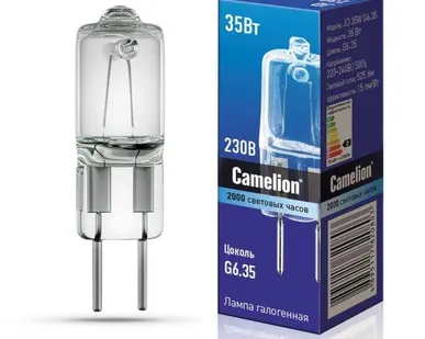 фото Лампа галогенная JD 35Вт капсула G6.35 2850К 240В Camelion 5203