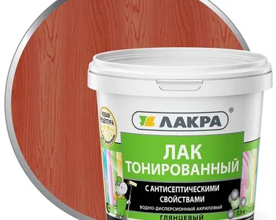 фото Лак ЛАКРА Лак для отделки деревянных и минеральных поверхностей ЛАКРА 0,9 кг глянцевый рябина тонированный
