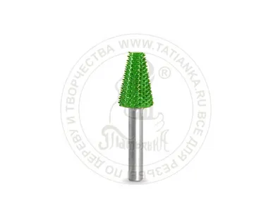 фото 6T12SE-70 - Конус (плоский верх), Ø хвостовика 6мм, Ø фрезы X 12,7мм, L фрезы 19,05мм (coarse/зелен)