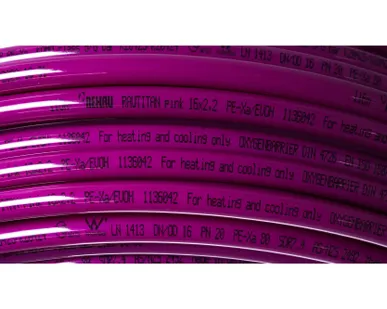 фото Труба PEXa 25*3,5 REHAU RAUTITAN Pink PLUS (120 м) лиловая с кислородным барьером