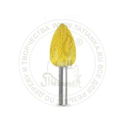 Фото №0 6F34-40 - Пламя, Ø хвостовика 6мм, Ø фрезы X 19,05мм, L фрезы 31,75мм (fine/желтая)