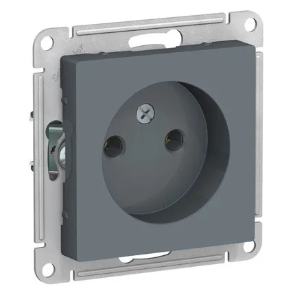 Фото №0 Розетка 1-м СП AtlasDesign 16А IP20 без заземл. без защ. шторок механизм грифель SE ATN000741
