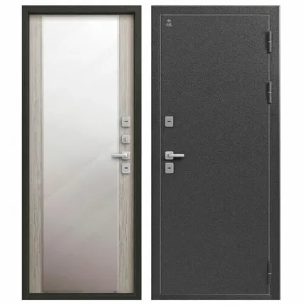 Фото №0 Дверь входная с терморазрывом Т-6/1 (Центурион) металл/МДФ с зеркалом, Серебро антик/Полярный дуб 2050х860мм, ПРАВАЯ (2025)