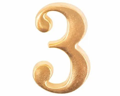 фото Цифра для обозначения номера квартиры, металлическая Золото "3" РОС 191571