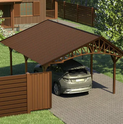 Фото №0 Двускатный навес №20 из профнастила 4,5х6,3 м