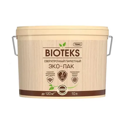 Фото №0 Лак паркетный сверхпрочный Bioteks Эко-лак, полуматовый, 10 л