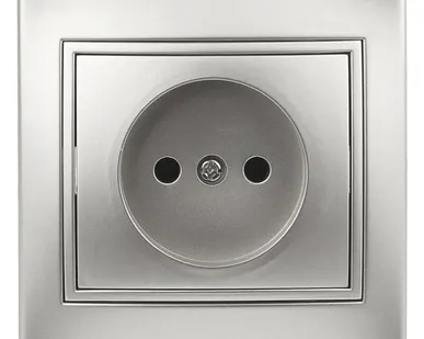 фото Розетка СП Plano 2P 1-201-03 16А-250В IP20 алюм. Intro Б0030054