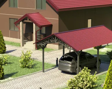 фото Двускатный навес №22 из профнастила 3,5х6,3 м