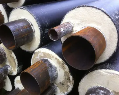 фото Стальная труба в ППУ изоляции в ПЭ оболочке д= 426х8/630 мм