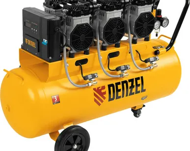 фото Компрессор безмасляный коаксиальный 230В 3,35кВт, 100л 570л/мин малошумный, DENZEL