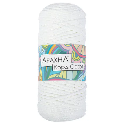Фото №0 Пряжа ARACHNA "Cord Soft" 100% полиэфир 230 г ± 10 г 100 м №100 белый