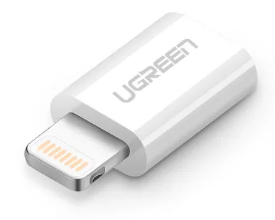 фото Переходник micro USB UGreen / Lightning AF/AM, алюминиевый корпус, белый