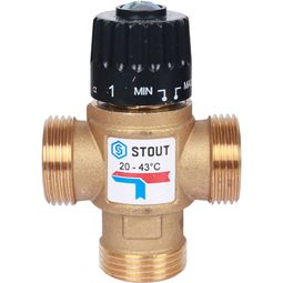 фото Термостатический смесительный клапан  STOUT для систем отопления и ГВС. G 1” M, 20-43°С KV 2,5 м3/ч