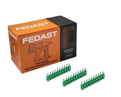 фото Гвозди 3.0*16 мм усиленные для монтажного пистолета (1000 шт/уп) FEDAST (РФ)