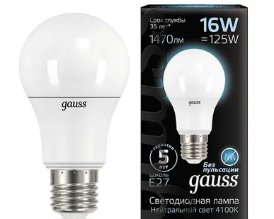 фото Лампа светодиодная Black A60 16Вт E27 4100К Gauss 102502216