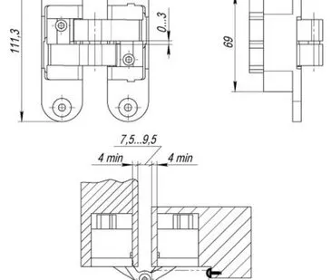 фото Петля скрытой установки с 3D-регулировкой Architect 3D-ACH 60 SC Матовый хром прав. 60 кг