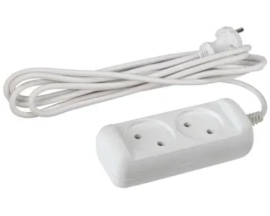 фото Удлинитель 2х1.5м без заземл. 6А ПВС 2х0.75 бел. UX(6)-2-1.5m ЭРА Б0038564