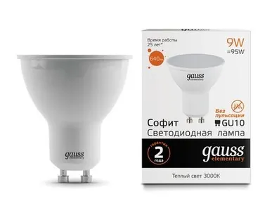 фото Светодиодная лампа Gauss Софит 9W 640Lm 3000K GU10 13619