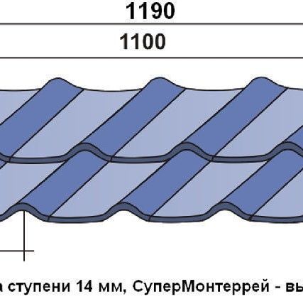 Фото №0 Металлочерепица Монтеррей (прямой рез), 0,4 мм, SP