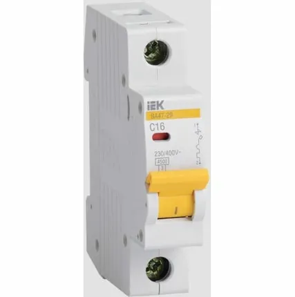 Фото №0 Автоматический выключатель IEK 1п C 16А 4.5кА ВА47-29 MVA20-1-016-C