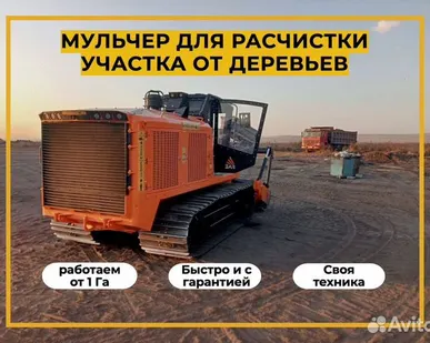 фото Гусеничный мульчер, расчистка от деревьев
