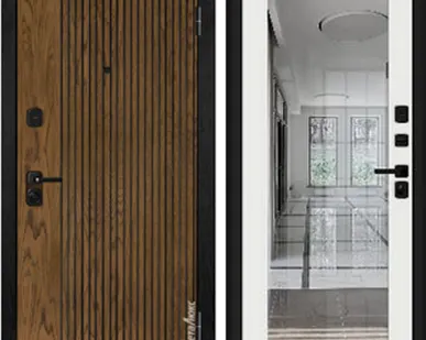 фото Сейф-двери "рэя" муар черный/лувр зеркало/ силк сноу