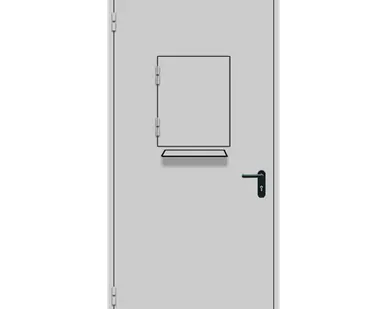 фото Техническая однопольная дверь ДМ-1 с раздаточным окном и полкой - без порога