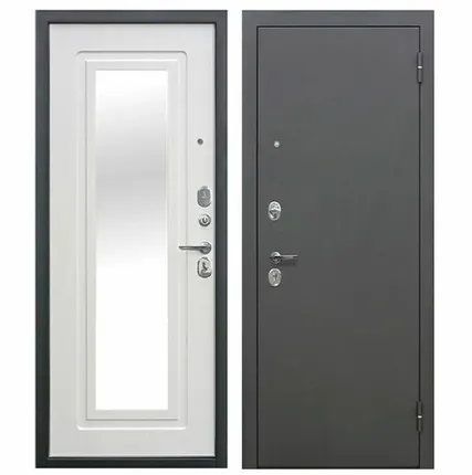 Фото №0 Дверь входная Гарда Царское Зеркало (Ferroni) металл/МДФ с зеркалом, Антик серебро/Белый ясень 2050х960мм, ПРАВАЯ