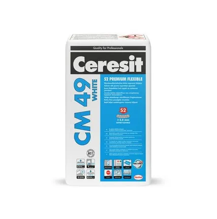 Фото №0 Клей плиточный сверхэластичный Ceresit CM 49 White S2 Premium Flexible белый 20кг