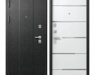 фото Дверь входная С-108 (Центурион) металл/МДФ, Серый муар/Софт белый 2050х860мм, ЛЕВАЯ