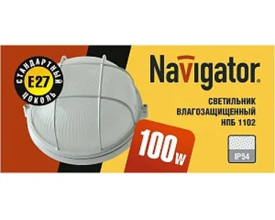 фото Светильник Navigator 94807 NBL-R2-100-E27/WH круг/решетка IP54