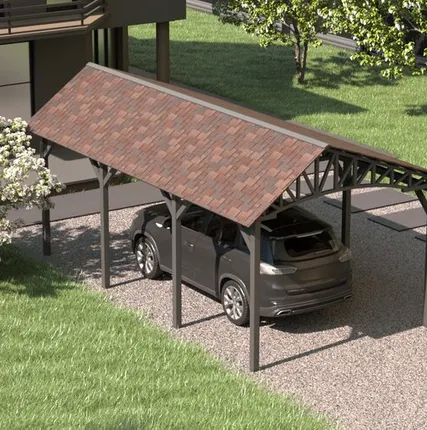 Фото №0 Двускатный навес №20 из гибкой черепицы 3,5х6,25 м