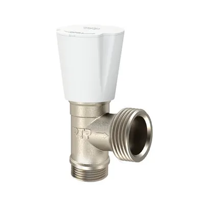 Фото №0 Вентиль угловой, латунь 1/2"х3/4", индивидуальная упаковка, никель, РТП