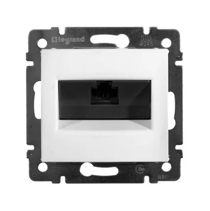 Фото №0 Розетка компьютерная 1-м СП Valena RJ45 кат.5E UTP на винтах механизм бел. Leg 774238