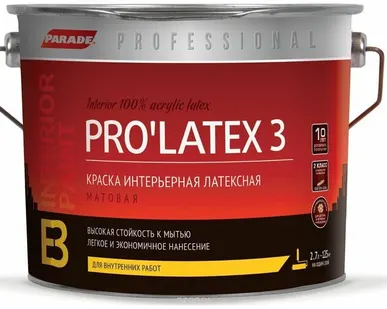 фото Краска латексная Parade Professional E3 Pro’Latex3 матовая белый 2.7 л 4.65 кг