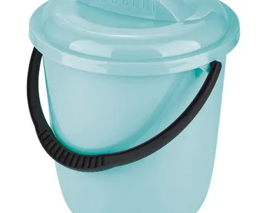 фото Ведро пластмассовое круглое 12л, с крышкой, бирюзовое ТМ Elfe Россия