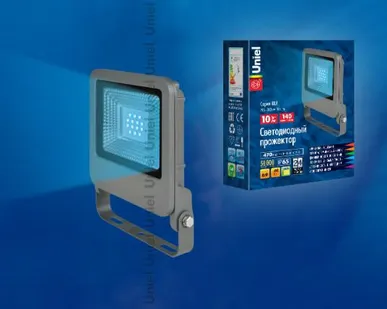 фото Прожектор ULF-F17-10W/BLUE IP65 195-240В SILVER Прожектор светодиодный. Синий свет. Корпус серебристый. TM Uniel.