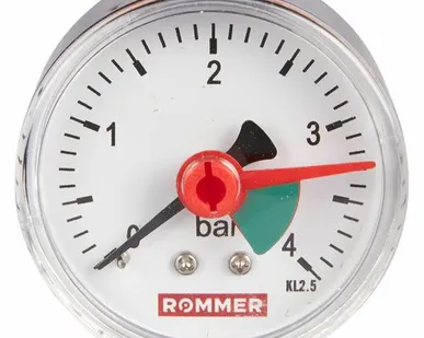 фото Манометр аксиальный ROMMER с указателем предела. Корпус Dn 50 мм 1/4 , 0...4 бар, кл.2.5