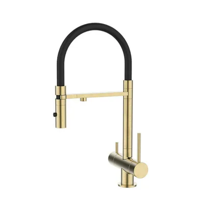 Фото №0 смеситель для кухни IDDIS Ace гибкий излив канал для фильтра матовое золото