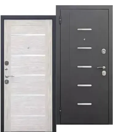 Фото №0 Дверь входная Гарда 7,5см (Ferroni) металл с молдингом/царга,Черный муар/Лиственница бежевая 2050х860мм, ЛЕВАЯ