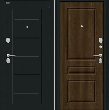 Фото №0 Входная дверь Пик Букле черное-ДакБарнвуд