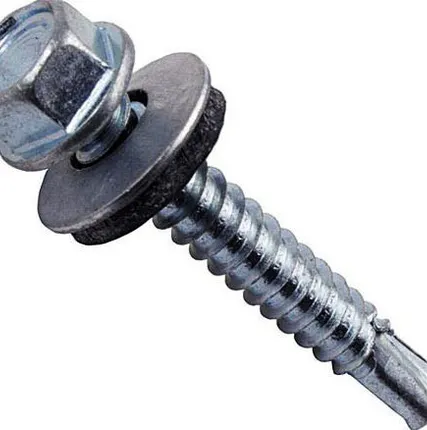 Фото №0 Кровельный саморез по металлу с шайбой оцинкованный 5.5x38 мм