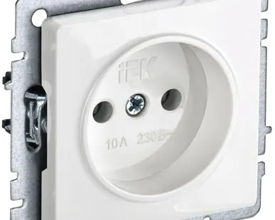 фото Розетка BRITE РС10-1-0-БрБ 10А без заземл. без защ. шторок бел. IEK BR-R10-10-K01