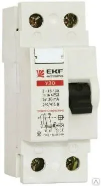 Фото №0 Выключатель дифференциального тока (УЗО) 2п 40А 30 мА УЗО АС ЭКФ