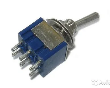 фото Тумблер 250V 3А (6с) ON-(ON) голубой (MTS-202)