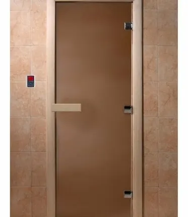 Фото №0 Двери для бани Doorwood Дверь стеклянная DoorWood "Теплая ночь" 190х70 (бронза матовое, коробка листва)